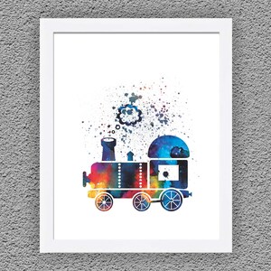Train Print, Train Watercolor Art, Transportation Nursery Art, Baby Nursery Art, Transportation Wall Art, Train Room Decor, Kids Wall Decor