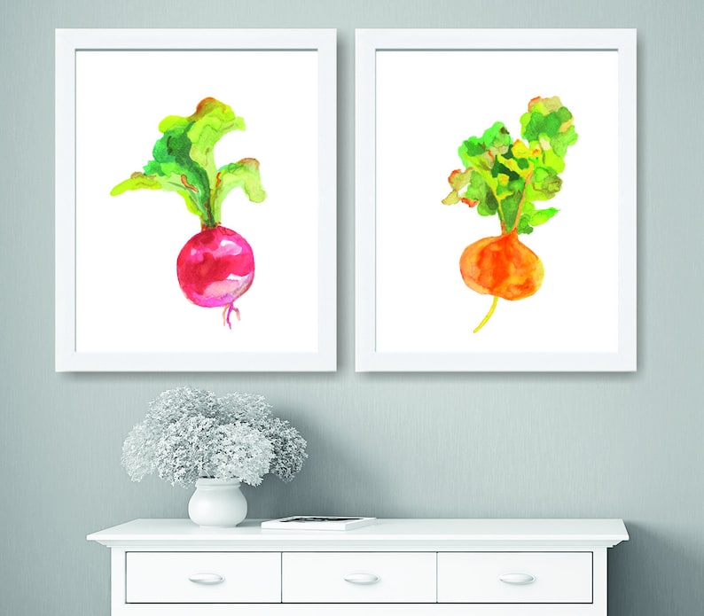 Turnips Art Set Of 2 Prints Kitchen Wall Dining Room Image 0