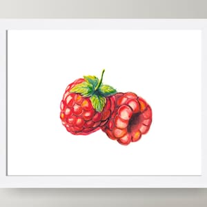 Kitchen Wall Art, Fruit Watercolor, Kitchen Print, Raspberry Watercolor Painting, Raspberry Botanical Watercolor, Kitchen Wall Decor