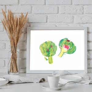 Artichoke Watercolor Painting: Kitchen Wall Art Print