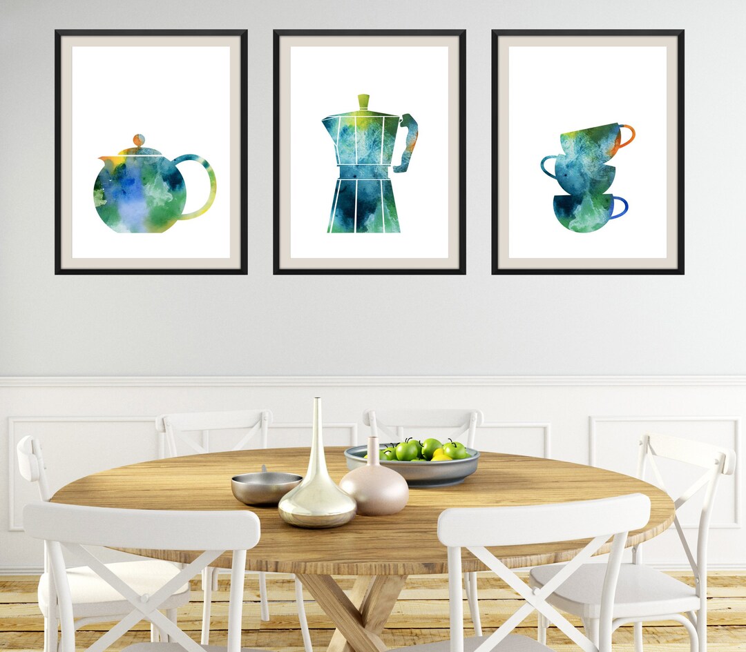 set of 6 kitchen prints coffee print set kitchen art... Coffee Print Set: Kitchen Wall Art, Archival Giclee Prints - Etsy