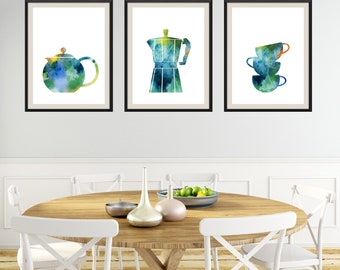 Coffee Print Set: Kitchen Wall Art, Archival Giclee Prints