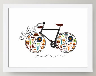 Bicycle Art, Bicycle Print, Bicycle Poster, Hipster Style, Inspirational Giclee Print, Home Decor, Antique Bicycle, Bike Decor