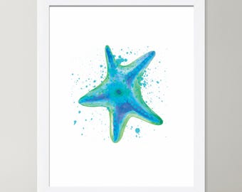 Starfish Watercolor Art Print: Coastal Home Decor