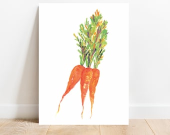 Aquarel wortelen, Keukenkunst, Keukenmuurkunst, Groentewaterverfschilderij, Keukenmuurdecor, Keukendecoratie, Keukendecoratie, Keuken Kunst
