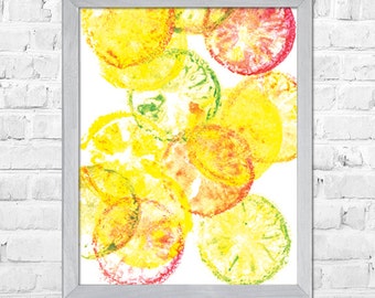 Citrus Watercolor Painting, Kitchen Decoration, Yellow Home Decor, Modern Watercolor, Kitchen Wall Art, Fruit Art Print,Kitchen Wall Decor