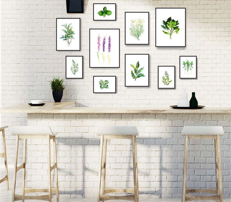 Watercolor Herbs Print Set: Kitchen Botanical Art, Set of 10 - Etsy