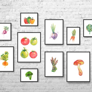 Keuken Decor-Groenten Decor-Groenten Print-Groenten Keuken Art-Keukenposter-Food Art-Keuken Print-Set van 10 prenten-Modern Decor