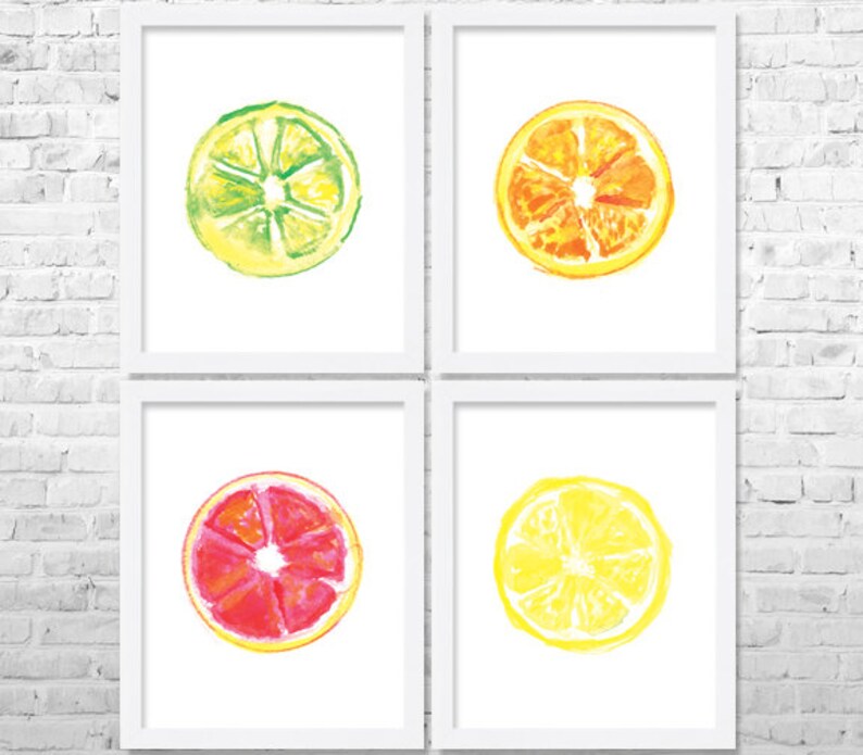Citrus Kitchen Art Fruits Print Fruit Decor Kitchen Decor Etsy