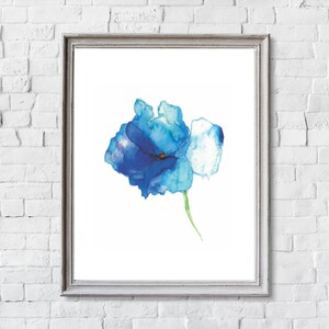 Blue Flower Watercolor Art Prints: Set of 3, Floral Wall Decor image 7