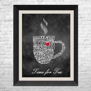 Time For Tea Print: Chalkboard Kitchen Wall Art