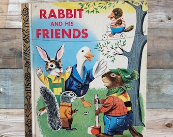 Rabbit and His Friends Little Golden Book, 1976 Hardcover Collectible Storybook, Classic Story Book for Homeschool Reading Teacher Resources