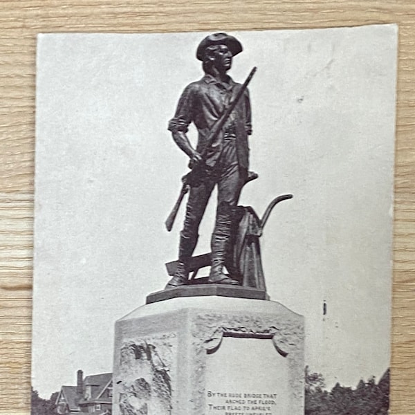 Statue of the Minute Man Postcard Stand of the Patriots April 1775 Souvenir Ephemera Vacation Travel Attraction Military History Lover Gift