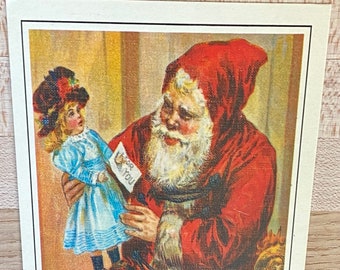 Collectible Old Fashioned Santa Postcard, Merry Christmas to you Vintage Unused Post Card, Doll History  Collector Gift, Unposted Ephemera