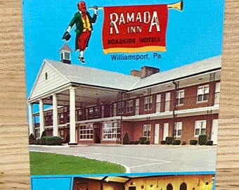 Ramada Inn Roadside Hotel Williamsport PA Postcard, Americana Motel Travel Sovuenir Post Card
