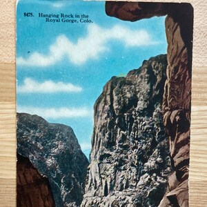 Royal Gorge Colorado Hanging Rock Vintage Postcard, Posted 1914 - 1-Cent Washington Green Stamp, Americana Memorabilia Souvenir Post Card