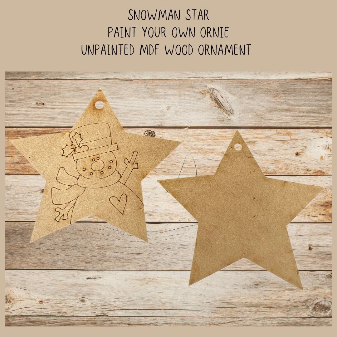 Star Snowman Paint Your Own Ornament Kit Laser Cut Cutout Etsy