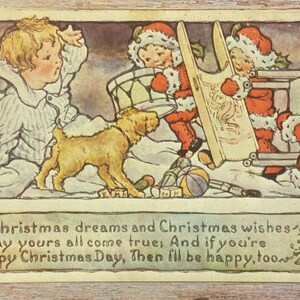 Christmas Dreams & Chrismtas Wishes Postcard, Posted 1978, 10-cent Postage Stamp, Holiday Souvenir Ephemera Post Card, Original 1890-1911