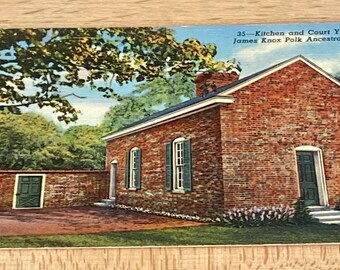 Ancestral Home of James Knox Polk, Columbia, Tennessee Vintage Postcard, Historical Landmark Americana Travel Souvenir Linen Post Card