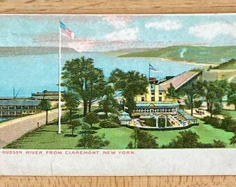 Hudson River from Claremont NY Vintage Postcard, Collectible Travel Souvenir Memorabilia Ephemera Post Card, Advertising History Lover Gift