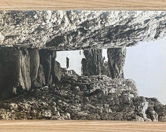 Devil's Punchbowl, Newport Oregon Black and White Photo Postcard, Collecible RPPC Posted 1941, 1-Cent George Washington Postage Stamp