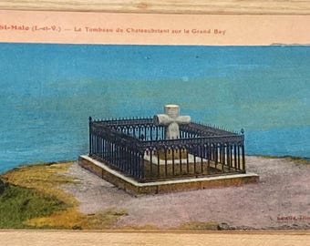 The Tomb of Chateaubriand on the Grand Bey Vintage Postcard, Historic French Writer Monument, Unposted France Travel Souvenir Ephemera