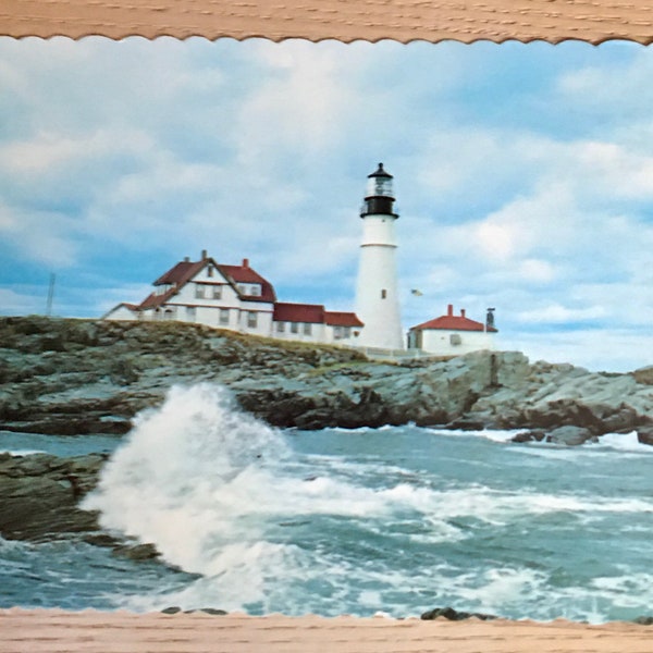 Portland Head Light Maine Vintage Postcard, Coastal Historic Landmark Travel Nostalgia, Unposted Travel Art History Lover Gift, Junk Journal