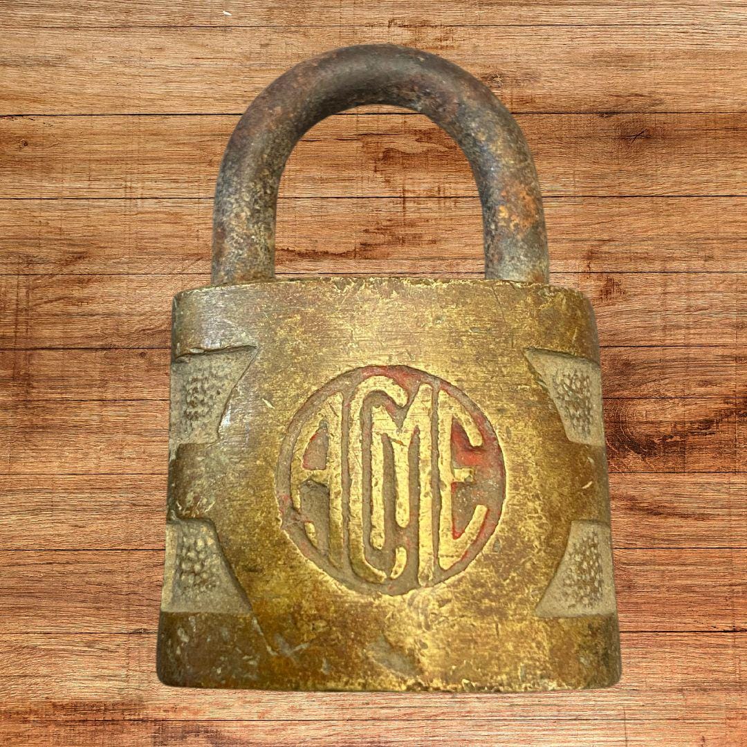 Vintage Brass Acme Lock, NO KEY, Rural Mail Padlock Hardware, Antique ...