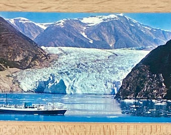 S.S. Glacier Queen & SS Yukon Star, Alaska's Tracy Arm Fjord Alaska Cruises Vintage Postcard, Americana Advertising Souvenir Memorabilia