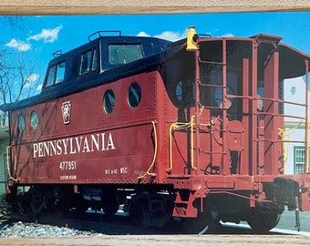 Pennsylvania Railroad Caboose #477951 Postcard, Unposted RR Enthusiasts Souvenir Ephemera Railway Historical Society Vacation Attraction