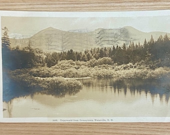 Tripyramid from Swaseytown, Waterville NH Sepia-Toned Postcard, Posted 1919, 1-Cent Green Postal Stamp, Travel Souvenir Ephemera Post Card