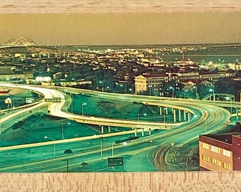 Harbor Bridge Interchange Corpus Christi TX Postcard, Vintage Advertising Souvenir Memorabilia Post Card, Texas History Lover Gift