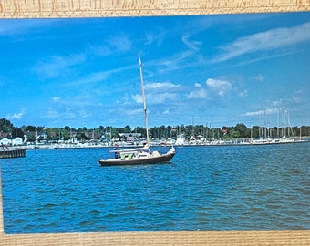 Sheboygan Yacht Club Collectible Vintage Postcard, Wisconsin Advertising Souvenir Ephemera, Sail Boats on the Water Unused Post Card