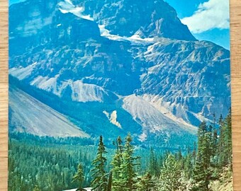 Mount Steven, Canadian Rockies Vintage Postcard, Yoho National Park, British Columbia, Kicking Horse River Below & Spiral Tunnels Viewpoint