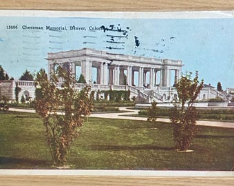 Cheeseman Memorial, Denver Colorado Vintage Postcard, Posted 1926, 2-Cent Washington Postage Stamp, Collectible Advertising Travel Souvenir