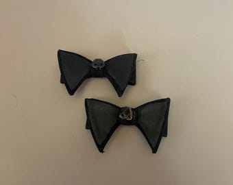 Vintage Black Bow Shoe Clips, Fabric Accents for Ladies Shoes, Hollywood Glam Accessories, Stainless Clip Back, Mother's Day Gift