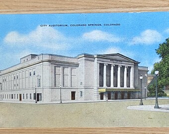 City Auditorium, Colorado Springs Co Vintage Postcard, Historical Landmark Collectible Souvenir Memorabilia Post Card, History Lover Gift