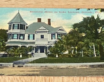 Home of Col. T.J. Watkins, Lake Lucerne Orlando Florida Vintage Postcard, Victorian-Style Architecture, Florida Historic Travel Souvenir