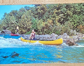 Riding the Rapids Vintage Postcard, Canoeing Rafting Nature Scene Post Card, Outdoor Adventure Advertising Souvenir Ephemera, Collector Gift