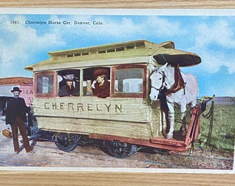 Cherrelyn Horse Car, Denver Colorado Vintage Postcard, Collectible Souvenir  Horse Drawn Trolley Car Post Card, History Lover Gift