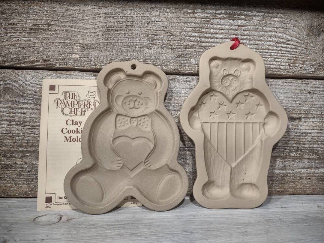 2 Clay Teddy Bear Kitchen Molds Collectible Etsy