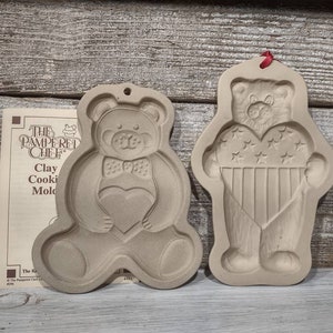 2 Clay Teddy Bear Kitchen Molds Collectible