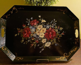 Extra Large Vintage Hand Painted Tole Tray