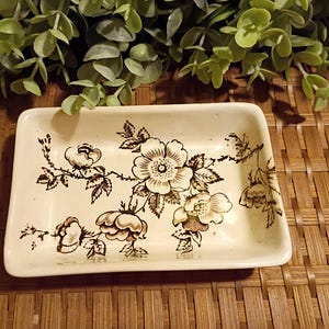 Early Stoneware Transfer Soap Dish