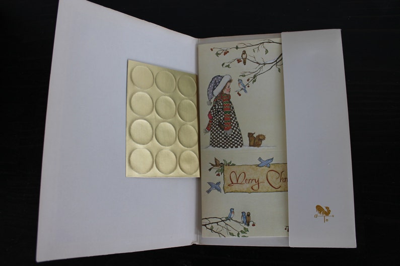 Postcard Vintage Assorted Current Just a Note Christmas Winter Tri Fold Stationery Set By Current Seal Fold Over Notes