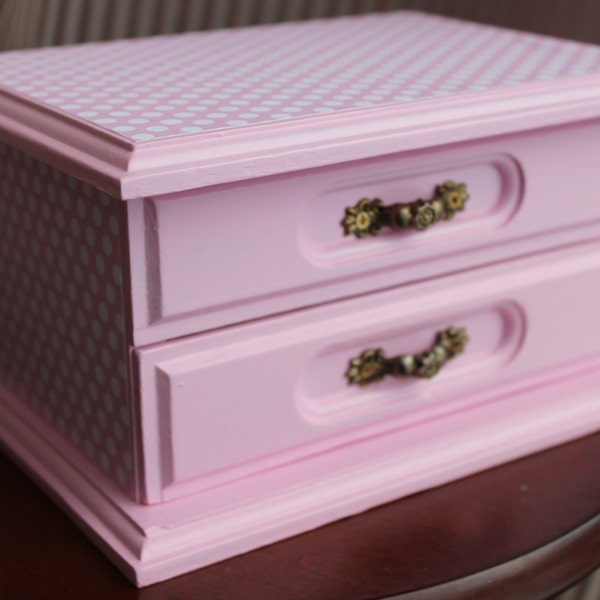 Small Pink and White Polka Dot Jewelry Box