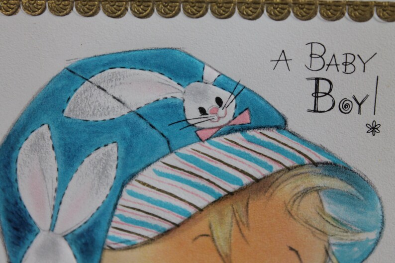 Vintage Hallmark Baby Boy Baby Shower Greeting Cards,
