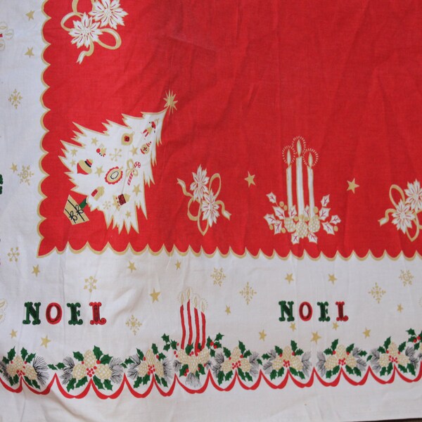 Vintage Christmas Table Cloth, Rectangular
