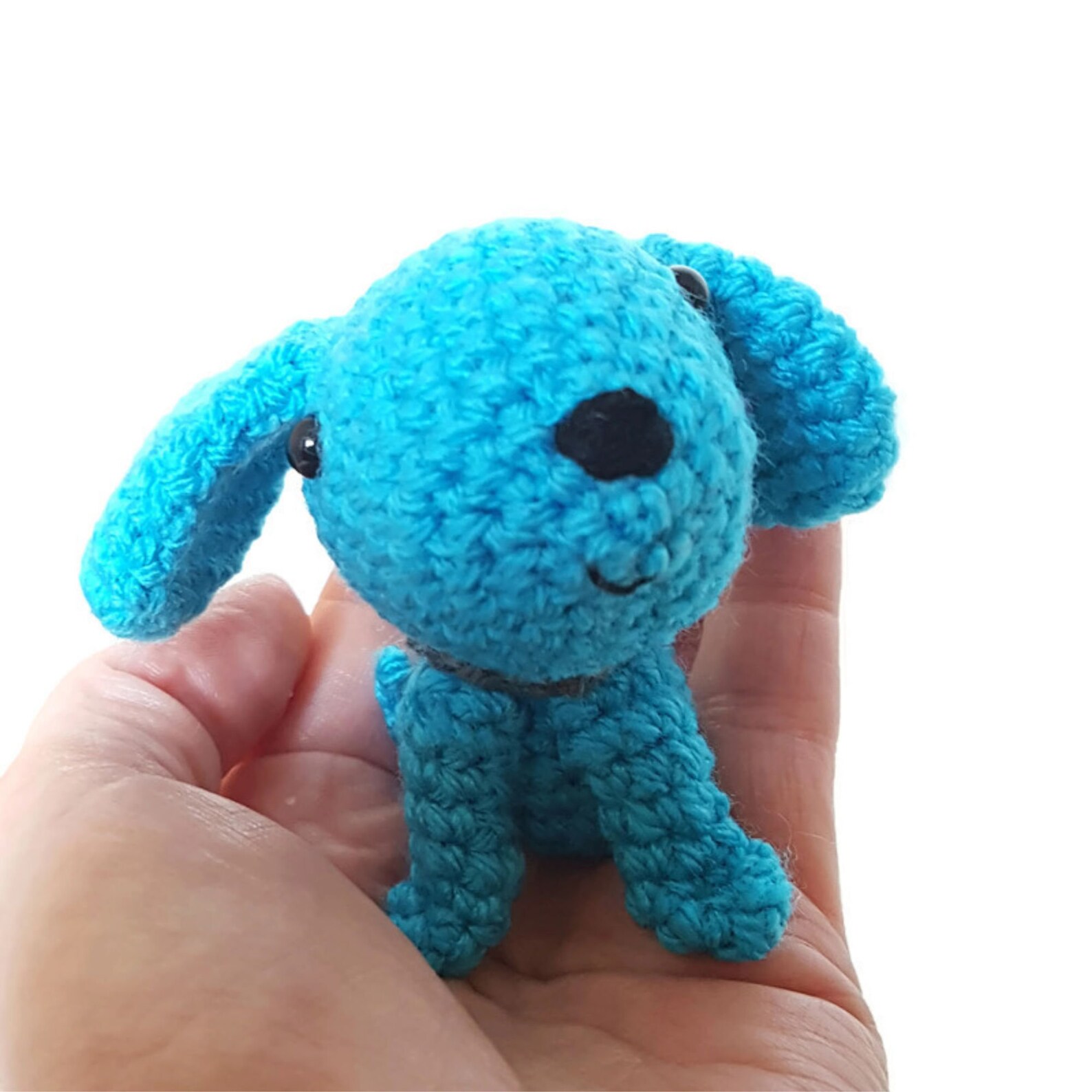 Turquoise Amigurumi Dog with Basket and Blanket Cute Puppy Etsy