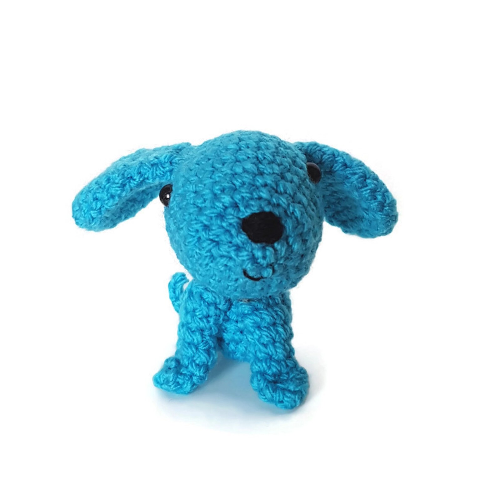 Turquoise Amigurumi Dog with Basket and Blanket Cute Puppy Etsy